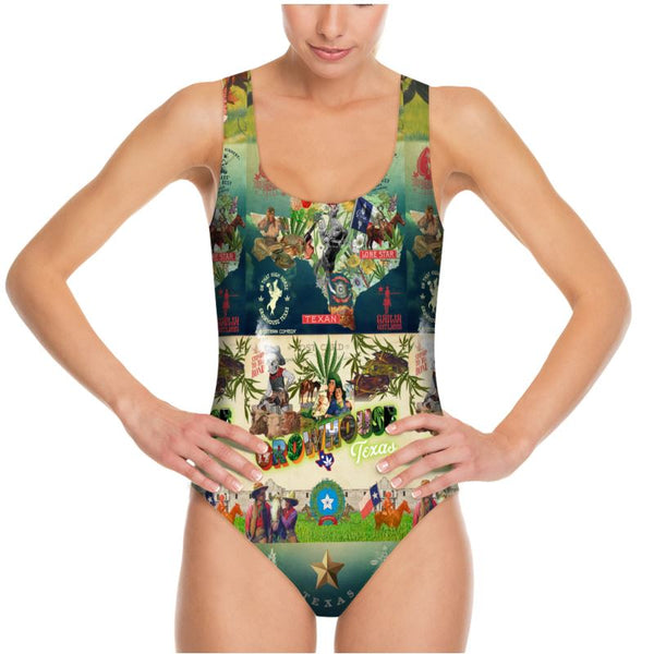 Growhouse Texas<BR>"Collage" Bathing Suit